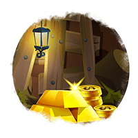 Pile of gold bars and gold coins